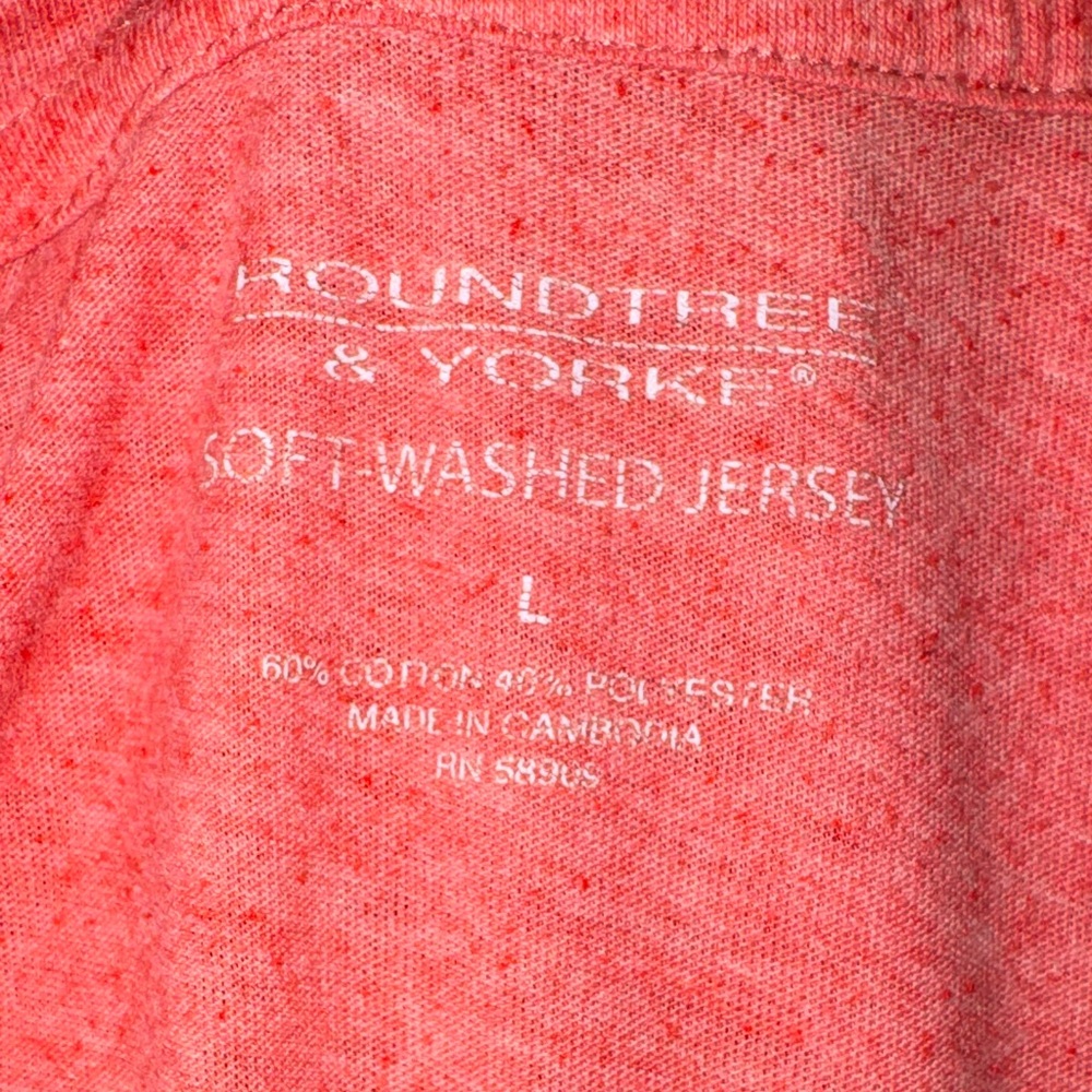 Roundtree & Yorke Men’s Soft-Washed Jersey Shortsleeve Shirt Coral T-Shirt Large - Picture 5 of 5